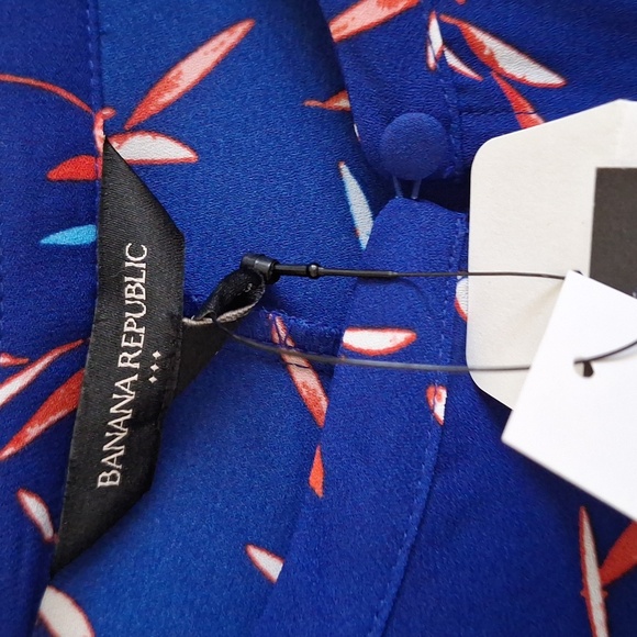 Banana Republic Ruffle-Hem Swing Shift Blue Long Sleeve Dress Size M - Picture 7 of 9